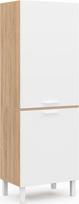 IDMarket - Virtuvės kolonėlė 60 cm "Cina" 2 durų buko efekto ir baltos spalvos