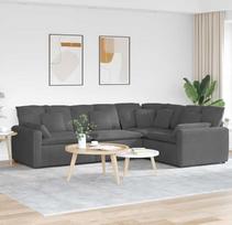 IKAYAA kampinė sofa, L formos medžiaginė modulinė sofa, L formos modulinė sofa, kampinė sofa 317 x 217 x 64 cm, sofa svetainei, kampinė sofa, tamsiai pilka