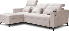 Inez kampinė sofa, sofos su lovos funkcija, sofa lova su lovos dėže, baldai, sofa su USB, moderni sofa kampinė sofa, L formos, minkšta sofa, reguliuojamos galvūgalio lentynos, sulankstoma sofa lova sėdimoji dalis 26