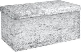 INTIRILIFE sulankstomas suoliukas 76 x 38 x 38 cm, aksominis, mėlynai pilkas - kubo formos sėdynė su laikymo vieta ir dangčiu su aksominiu užvalkalu - sėdynės kubo formos atramos kojoms, sulankstomos laikymo dėžės skrynios taburetė