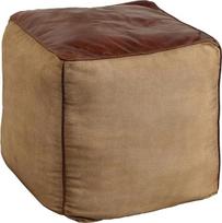 invicta INTERJERAS "Mustang Retro Seat Pouf" 53 cm odinis apmušalas su linine sėdyne "Cube Pouf" taburetė