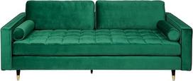 invicta INTERJERAS Elegantiško dizaino sofa "Cosy Velvet" 225 cm Smaragdo žalios spalvos aksomo spyruoklinė 3 vietų sofa