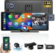 Išskirtinis 10,26 colių "Carplay" ekranas "Android" automobilio ekranas su 180° pasukimu, 2,5K prietaisų kamera, belaidis automobilinis radijo imtuvas su atbulinės eigos kamera, draugų ekranas su "Bluetooth Mirror Link" 64G TF