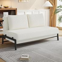 Išskleidžiama sofa lova, "2-in-1" sofa lova su lovos funkcija, sofos lova su pagalve, svečių lova, 190 cm x 120 cm, skirta svetainei, miegamajam, namų kinui, svečių kambariui, balta, 120 cm