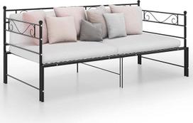 Išskleidžiama sofos-lovos rėmas, Svetainės sofa, Svetainės baldai, Jaunimo sofa, Svetainės lova, Sofos ir sofos, Jaunimo vaikų kambarys, Juodas metalas 90 x 200 cm