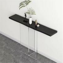 Itin ilgas konsolinis staliukas su akrilo kojomis, siauras šoninis staliukas prieškambaryje, medinis stalas už sofos, modernus šoninis staliukas "Levitate" (B, 100 x 30 x 73 cm)