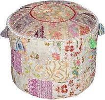 JaipurHandloom Baltas Indijos Pouf taburetės derliaus Patchwork puošia su Patchwork gyvenamasis kambarys Osmanų padengti, 46 X 33 cm arba 18X13 colių