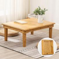Japoniško stiliaus bambuko kavos staliukas su sulankstomomis kojelėmis Žemas meditacijos altoriaus stalas Antikvarinis kvadratinis bambuko stalas Lauko balkonas 70 x 50 x 32 cm