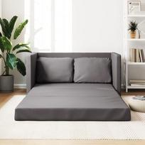 JUDYY grindų sofa su miego funkcija, pilka, 112 x 174 x 55 cm, dirbtinė oda, poilsio sofa, sofos ir kušetės, poilsio sofa, svetainės sofa - 353975