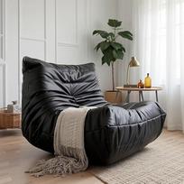 Juoda, "Bean Bag" sofa Grindų sofa Viengulė sofa, Grindų kėdė su atlošu, Patogi tinginio sofa, Kėdė be kaulų, Vidinė skaitymo kėdė, Patogi sėdimoji pagalvėlė miegamajam, svetainei