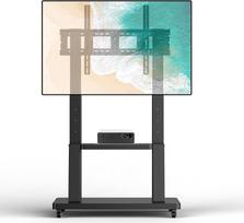 JXMTSPW Mobilus televizoriaus stovas ant ratukų Didelio ekrano televizoriaus laikiklis 32-100 colių plazminiams LCD LED televizoriams Universalus nešiojamasis televizoriaus vežimėlis Reguliuojamas aukštis su lentyna Vežimėlis iki 80 kg