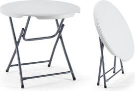 KAIHAOWIN sulankstomas stalas 80 cm Stovyklavietės stalas Apvalus valgomojo stalas Plastikinis erdvę taupantis sodo stalas sulankstomas baltas, skirtas naudoti lauke viduje