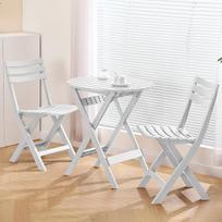 KAIHAOWIN Bistro rinkinys 3 dalių Bistro stalas su 2 kėdėmis Sulankstomas balkono stalo rinkinys 2 žmonėms, mažas plastikinis sodo stalas su 2 kėdėmis, balkono baldai sodui, balkonui, baltos spalvos