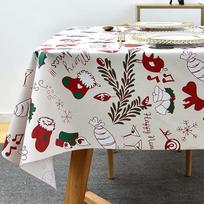 Kalėdinė staltiesė Nuvalykite švarią kalėdinę staltiesę Xmas Plastikinė nuvalykite švarią vandeniui atsparią stačiakampio formos stalo dangtį, skirtą virtuvės pikniko lauko vidaus dekoracijoms (137 x 185 cm)