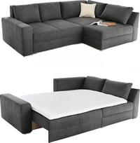 Kampinė sofa Ilgaamžė miegamoji vieta Š 260 / T181 / H 88 cm Spyruoklinių spyruoklių sistema, įskaitant miego funkciją, lovos dėžė iš šaltųjų putų, antstolė gali būti montuojama į kairę arba į dešinę, mikropluošto užvalkalas, pilka spalva
