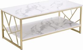 Kavos staliukas 110 x 50 cm - baltas svetainės staliukas su laikymo vieta, MDF marmuro išvaizdos sofos staliukai, modernus svetainės kavos staliukas