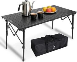 Kempingo stalas 128 x 60,5 cm reguliuojamo aukščio aliuminio sulankstomas stalas Kempingo pikniko stalas