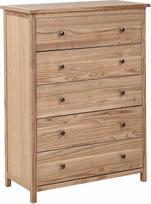 Komoda šviesaus medžio spalvos su 5 stalčiais 85 cm medžio masyvo "Rustic Salton