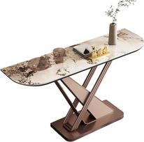 Konsolinis stalas Modernus įėjimo stalas, akmeninis stalviršis ir metalinis nerūdijančio plieno pagrindas, konsolinis stalas įėjimo zonai, svetainei (120 cm / 47,2 colių)