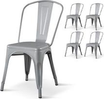 KOSMI - 4 pilkos pramoninės metalinės kėdės Factory Metal Grey