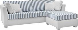 Kreminės ir mėlynos spalvos sofos komplektas, "Country House" svetainės sofa su 3 sėdimomis vietomis ir taburete, "Hooge