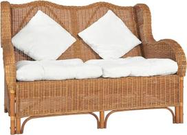 LAPOOH 2 sėdimų vietų sofa-lova gyvenamajam kambariui, apartamentai, svetainės sofos ir kušetės Atpalaiduojanti sofa Šviesiai ruda natūralaus rotango ir lino sofa