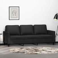 LAPOOH 359338 3-vietė sofa juoda 180 cm dirbtinės odos sofos ir kušetės Sofa Svetainė Miegamasis Miegamojo kambarys Paauglių kambarys Poilsio sofa Minkšta sofa