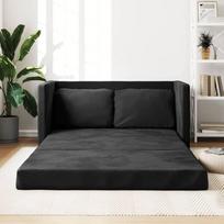 LAPOOH Grindų sofa su miego funkcija, juoda, 122 x 204 x 55 cm, aksomas, poilsio sofa, sofos ir kušetės, relaksacinė sofa, svetainės sofa - 353959