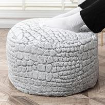 Lauko Pouf Osmanų apima apvalios Bean Bag Osmanų sėdynės minkštas dirbtinis kailis Footstool 20 x 20 x 12 colių pūkuotas kėdė grindų kėdė kojų atrama su saugykla gyvenamasis kambarys miegamasis