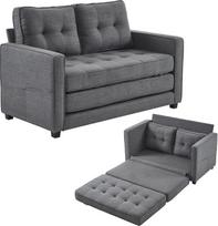 LEADZM sofa lova, išskleidžiama sofa lova su miego funkcija, svetainės sofa lova, 136 x 75 x 86 cm (tamsiai pilka, 136 cm)