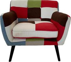 LIBEROSHOPPING.eu - LA TUA CASA IN UN CLIK Sofa fotelis pufas, pagamintas iš patchwork audinio su paminkštintomis medžio masyvo kojomis (1 vieta)