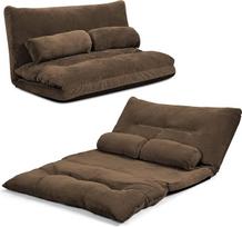 LIFEZEAL 2 vietų sofa-lova, sulankstoma grindų sofa, grindų kėdė, reguliuojama 6 padėtimis, sėdynės pagalvėlė su 2 juosmens pagalvėlėmis, iki 150 kg, sulankstoma sofa svetainei