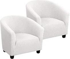 LINGKY High Stretch Club Sofa Cover Jacquard Spandex vonia kėdės dangtelis Skid Resistance Baldų apsauga Stretch Fabric Super Soft Couch Protective Cover (Ivory, Set of 2)