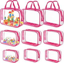 Lotvic 9 Packungen Spielzeug-Aufbewahrungstaschen, skaidrios PVC-Spielzeugtaschen, Aufbewahrung für Kinder, wasserdichte Spielzeug-Organisationstaschen