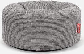 Lounge Pug Pouf Bean Bag 65 cm apvalus antracito spalvos Pom-pom vaflinis audinys Patogi taburetė arba pėdkelnė