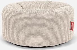 Lounge Pug Pouf Bean Bag 65 cm apvalus kreminis Pom-pom vaflinis audinys Patogi taburetė ar pėdkelnė