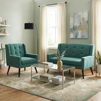 Loveseat komplektas - 2 vietų sofa ir fotelis - maža sofa Svetainės, miegamojo, svečių kambario sofa, žalia