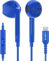 LUDOS Ferox USB C ausinės, 5 metų garantija iPhone 16 15 Pro Max Plus Samsung Galaxy S24 S23 Ultra S22 S22 S21 FE S20 A53 A54, USB C tipo ausinės su mikrofonu, skirtos "iPad Pro" - mėlynos