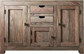 M MASSIVMOEBEL24 KOLONIALMOEBEL24.DE Gamta Pilka bufetas 130 x 45 x 85 cm Šešamedis, spalva: Dydis: 130 x 45 x 85 cm (plotis x gylis x aukštis)