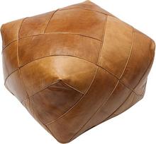 Marokietiškas "Pouf Ottoman Footrest Square Extra Large" natūralios natūralios rudos odos rankomis siuvinėtas plytelių dizainas (tik dangtelis)