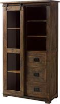 MASSIVMOEBEL24.DE Geležinkelio masyvo vitrina - ruda alyvuota mango mediena 3 stalčiai - 1 stiklinės stumdomos durys - 7 lentynos 100 x 45 x 175 cm Knygų spinta Medinė vitrina Stovinti vitrina