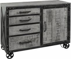 Massivmoebel24.de Komoda Mango 120 x 46 x 92 cm Pilka lakuota Sunkioji pramonė #125
