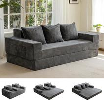 MAXYOYOYO sofa lova, velvetinė grindų sofa, sulankstoma sofa su gėrimų laikikliu ir dekoratyvine pagalvėle, patogi suspaudimo sofa svetainei, miegamajam, svečių kambariui