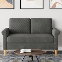 Maža 2 vietų sofa, moderni 2 vietų sofa su 2 pagalvėlėmis, maža medžiaginė sofa su porankiu, mini sofa svetainei, namams, biurui, 123 x 70 x 88 cm