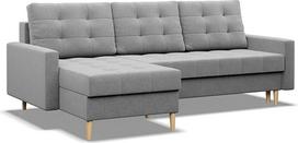 Mebligo - "Elma" kampinė sofa su miego funkcija ir 2 lovos dėžėmis, universali kampinė pusė, pilka, 223 x 92 x 140 cm (plotis x aukštis x gylis) - Sofos ir kušetės, Sofos Svetainės plunksnos sėdynėje, L formos sofa, Sofa-lovos