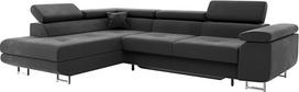 MEBLINI Sofa-lova su lovos dėže - kampinė sofa su miego funkcija - sofa su poilsio funkcija ir galvos atlošais - L formos sofa - kampinė sofa - svetainės peizažas - Carl - 272 x 202 x 63 cm kairė - tamsi