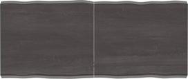 Medžio masyvo kavos stalviršis - tamsiai rudas 140 x 60 x (2-6) cm - skirtas virtuvės stalams - "Live Edge" dizainas - apdorota medinė lenta