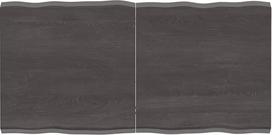 Medžio masyvo stalviršis apdorotas tamsiai rudos spalvos 120 x 60 x (2-4) cm "Live Edge" pakeitimas virtuvės kavos valgomojo kambario stalviršiui