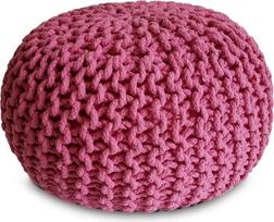 Megzta taburetė Pouf Skersmuo 45 arba 55 cm Grindų pagalvėlė Sėdynė Pouf XXL Medvilnė Tvarus dydis Skersmuo 45 cm Rožinė