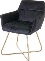 Mendler HWC-F37 Valgomojo kėdė Virtuvės kėdė Retro dizainas Velvet Golden Feet ~ Black